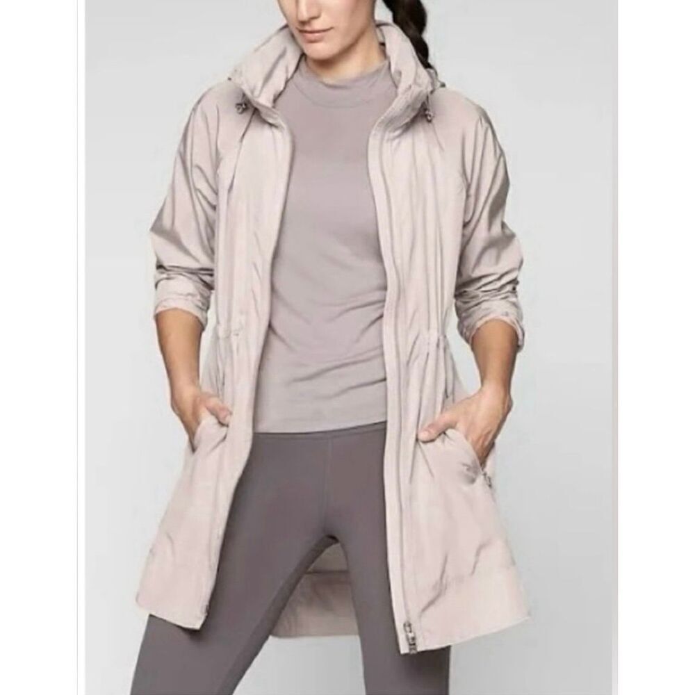 Athleta Drip Drip Anorak Beach Pink Rain Jacket sz S EUC